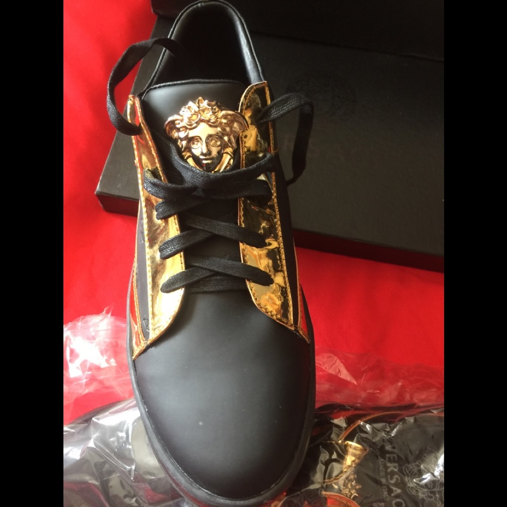 NWT Versace Gold Metallic Sneakers